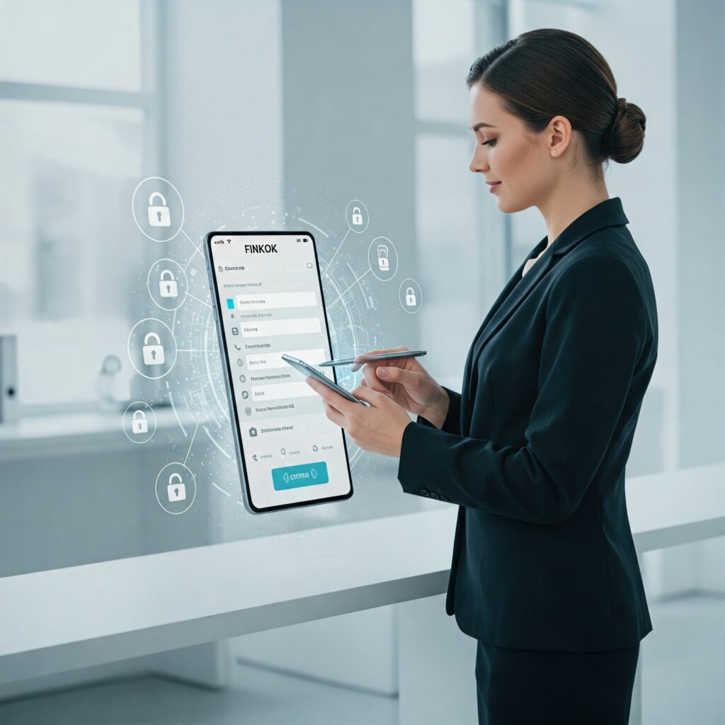 Experto en integración Imagen que muestra a un experto en integración realizando el registro de un cliente.